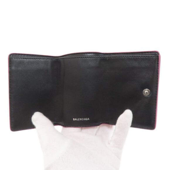 Balenciaga Logo Trifold Wallet Bifold Leather - Picture 4 of 15